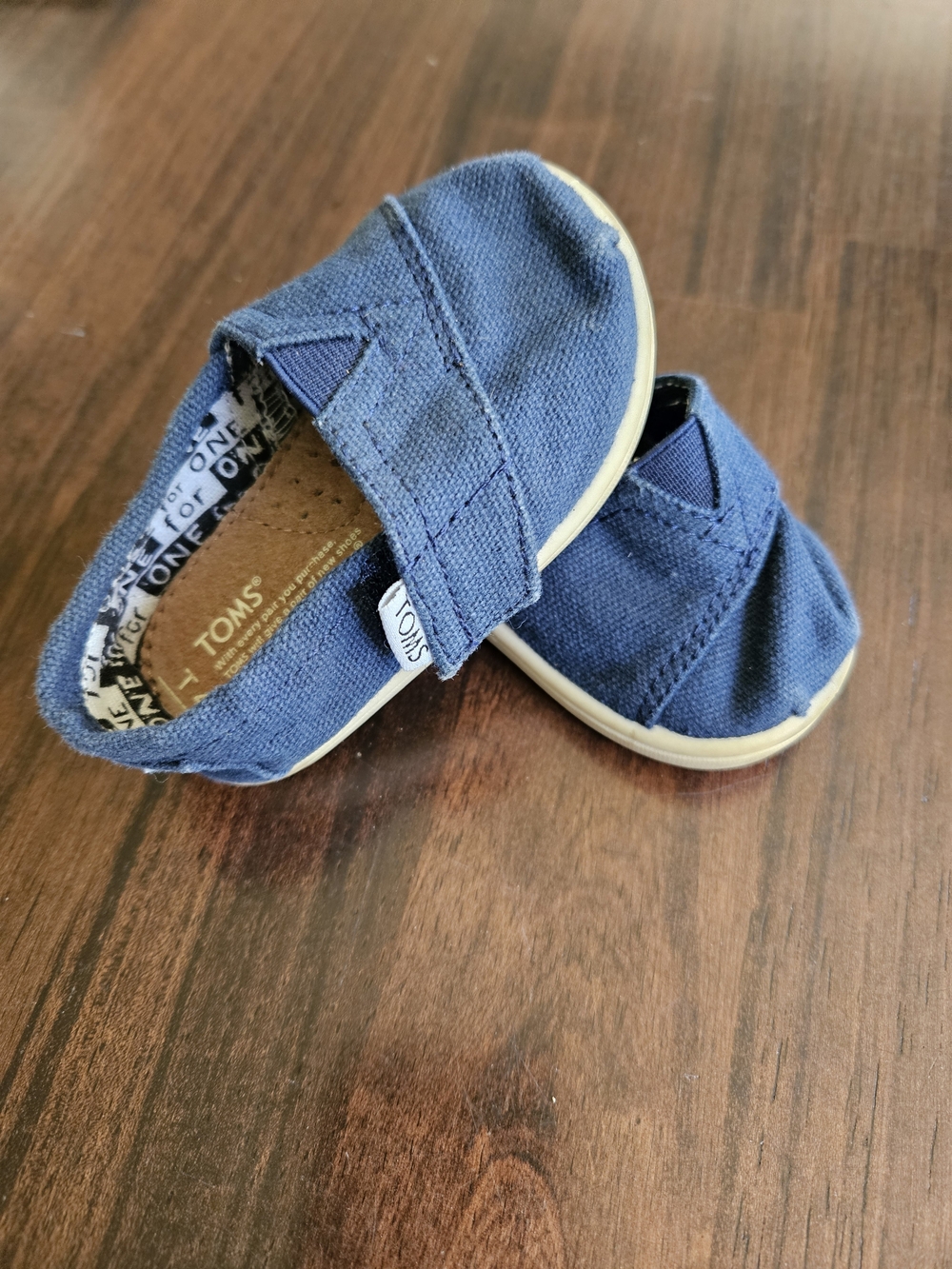 TOMS Baby Slip-On Canvas Shoes in Navy Blue